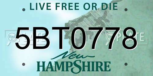 5BT0778 New Hampshire License Plate