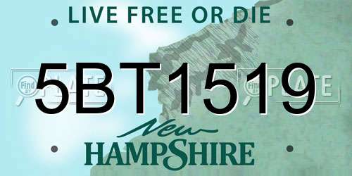 5BT1519 New Hampshire License Plate