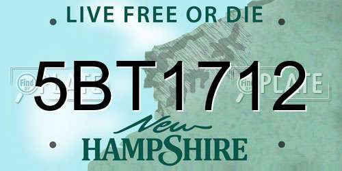5BT1712 New Hampshire License Plate