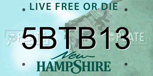 5BTB13 New Hampshire License Plate