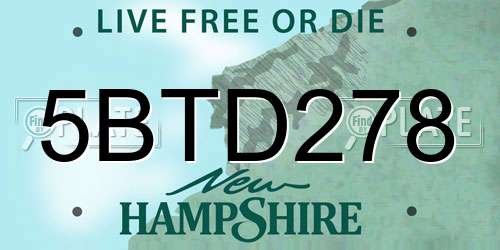 5BTD278 New Hampshire License Plate