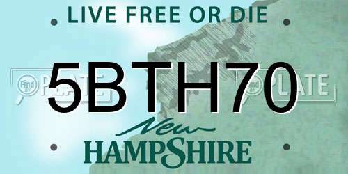 5BTH70 New Hampshire License Plate