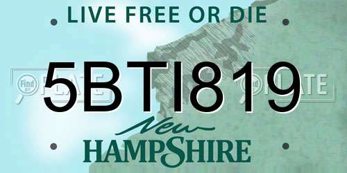 5BTI819 New Hampshire License Plate