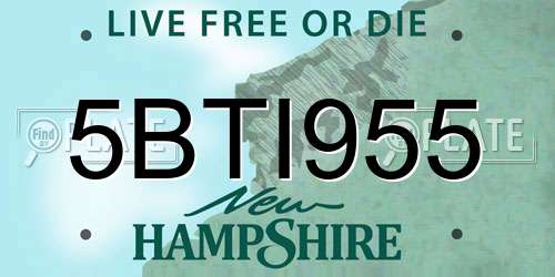 5BTI955 New Hampshire License Plate