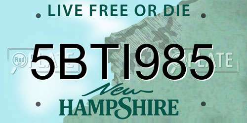 5BTI985 New Hampshire License Plate