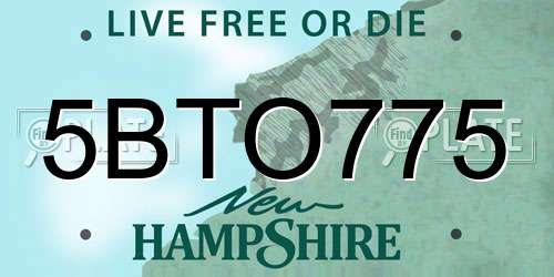 5BTO775 New Hampshire License Plate