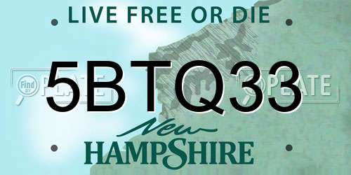 5BTQ33 New Hampshire License Plate