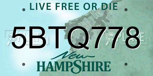 5BTQ778 New Hampshire License Plate