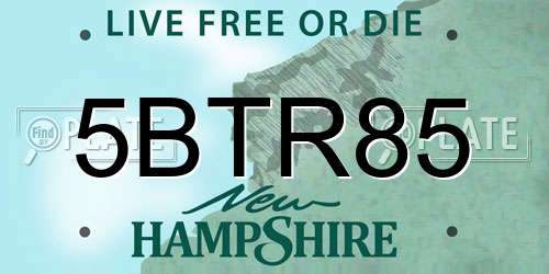 5BTR85 New Hampshire License Plate