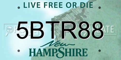 5BTR88 New Hampshire License Plate