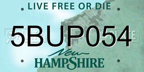 5BUP054 New Hampshire License Plate