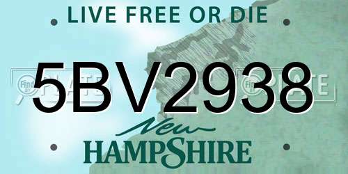 5BV2938 New Hampshire License Plate