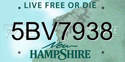5BV7938 New Hampshire License Plate