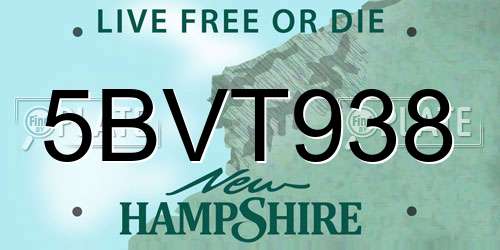 5BVT938 New Hampshire License Plate