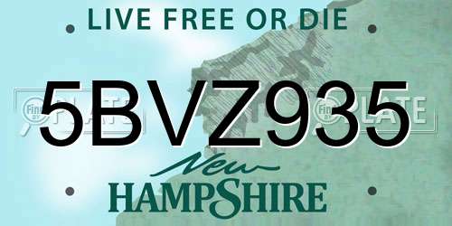 5BVZ935 New Hampshire License Plate