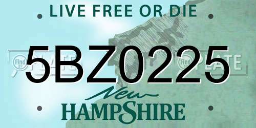 5BZ0225 New Hampshire License Plate