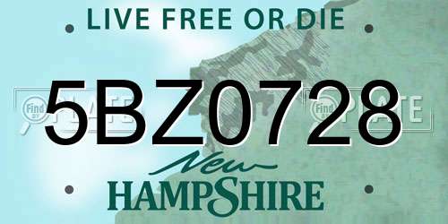 5BZ0728 New Hampshire License Plate