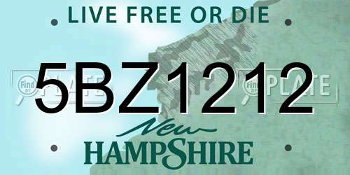 5BZ1212 New Hampshire License Plate