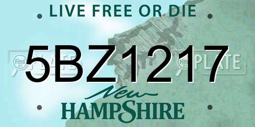 5BZ1217 New Hampshire License Plate