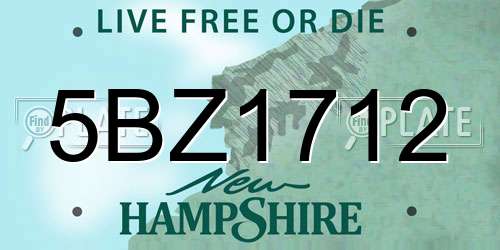 5BZ1712 New Hampshire License Plate