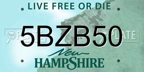 5BZB50 New Hampshire License Plate
