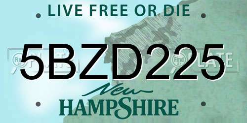 5BZD225 New Hampshire License Plate