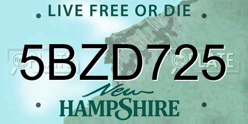 5BZD725 New Hampshire License Plate