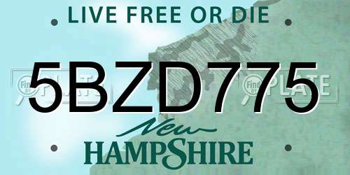 5BZD775 New Hampshire License Plate