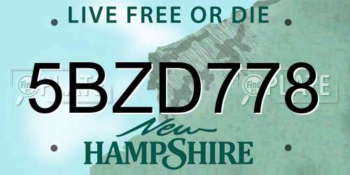 5BZD778 New Hampshire License Plate
