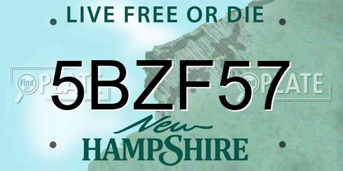 5BZF57 New Hampshire License Plate