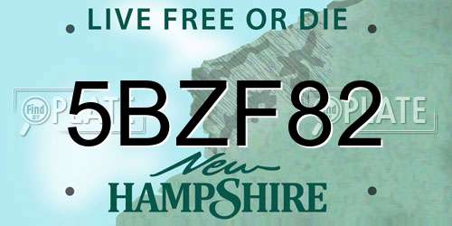 5BZF82 New Hampshire License Plate