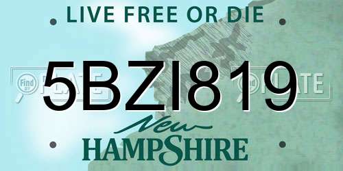 5BZI819 New Hampshire License Plate