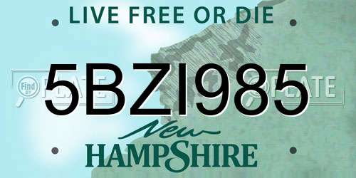 5BZI985 New Hampshire License Plate