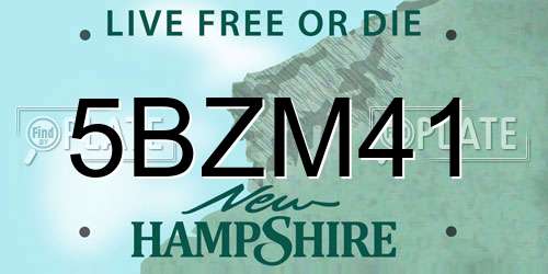5BZM41 New Hampshire License Plate