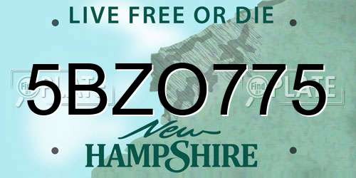 5BZO775 New Hampshire License Plate