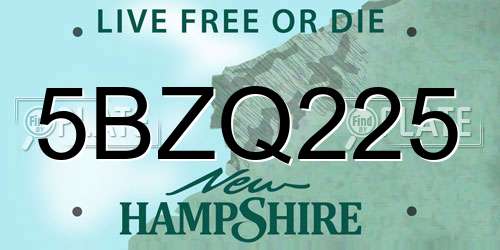 5BZQ225 New Hampshire License Plate