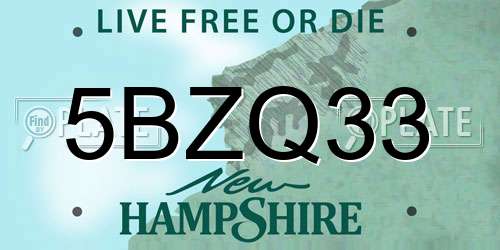 5BZQ33 New Hampshire License Plate