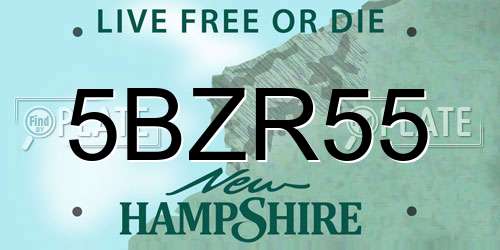 5BZR55 New Hampshire License Plate