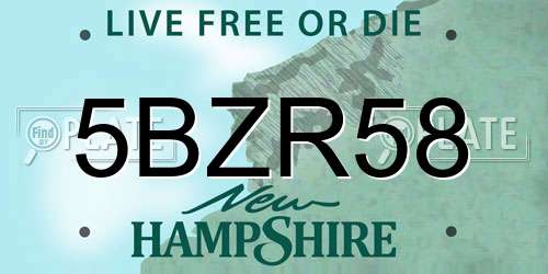 5BZR58 New Hampshire License Plate