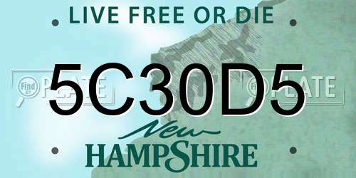 5C30D5 New Hampshire License Plate