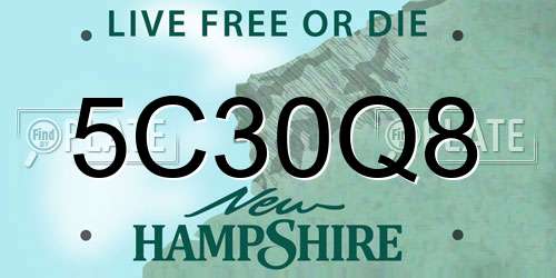 5C30Q8 New Hampshire License Plate