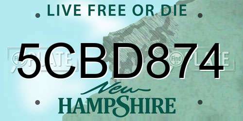 5CBD874 New Hampshire License Plate
