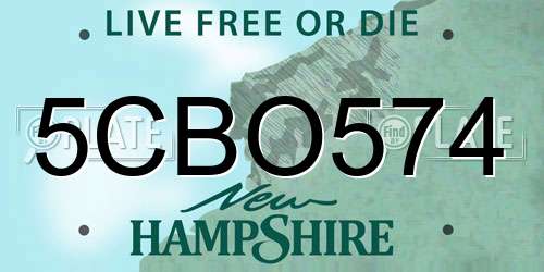 5CBO574 New Hampshire License Plate