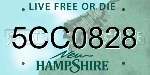 5CC0828 New Hampshire License Plate