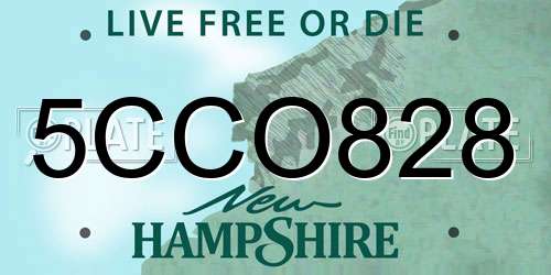 5CCO828 New Hampshire License Plate