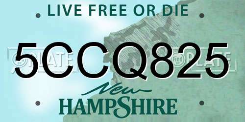 5CCQ825 New Hampshire License Plate
