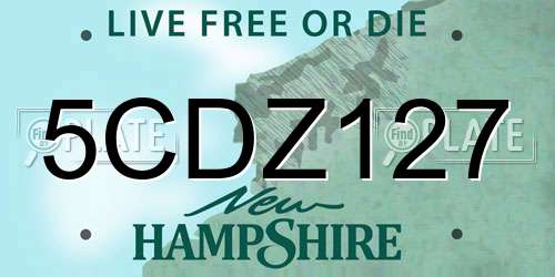 5CDZ127 New Hampshire License Plate