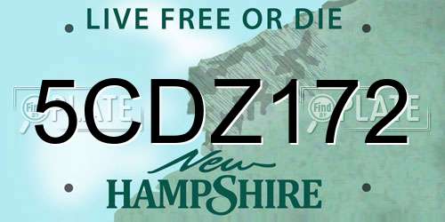 5CDZ172 New Hampshire License Plate