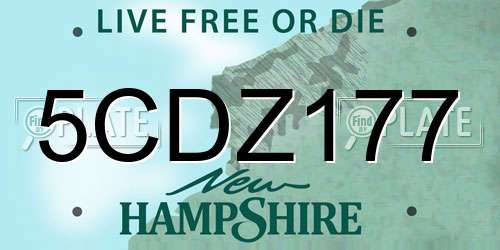 5CDZ177 New Hampshire License Plate