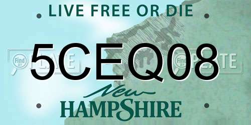 5CEQ08 New Hampshire License Plate